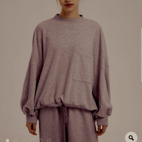 Drawstring Hem Sweatshirt & Balloon Sweatpants Set (Dove Purple) -NAP Loungewear - Picture 2 of 13